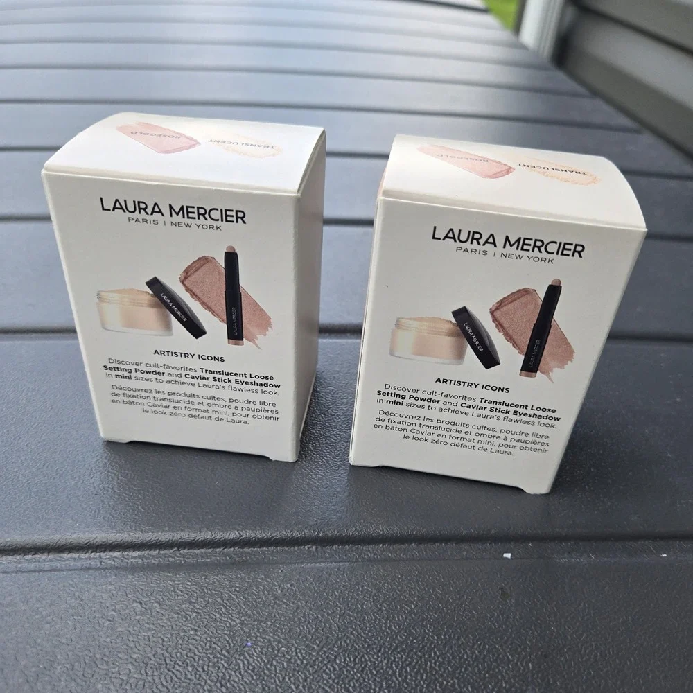 2x Laura Mercier Mini Artistry Icons translucent Loose Powder and Eyeshadow Set.